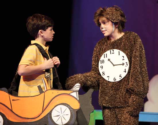 Joey D'Amore (left) and Ben Neville take the stage in The Phantom Tollbooth, presented by Superstar Productions Jan. 8 at Cronin Auditorium.