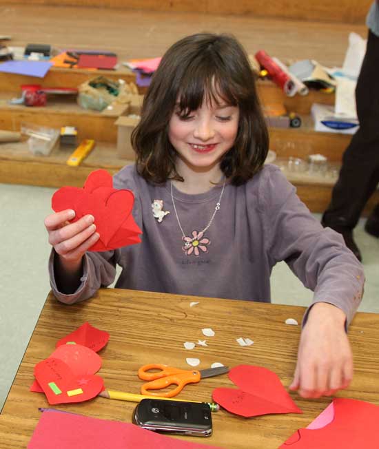Samantha Schoenberg makes a handful of Valentines